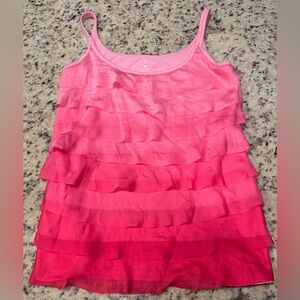 New York & Company Pink Ruffled Tank size S